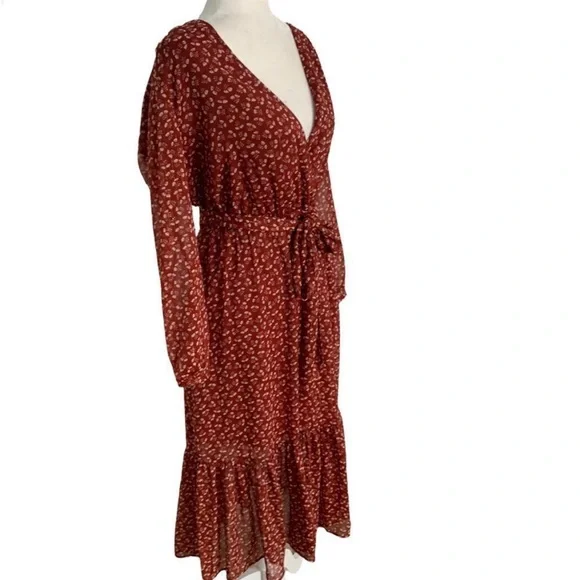 J. Crew Peasant Dress Sparkly Floral Cottagecore Faux Wrap  Dress Size 6 - Picture 6 of 13